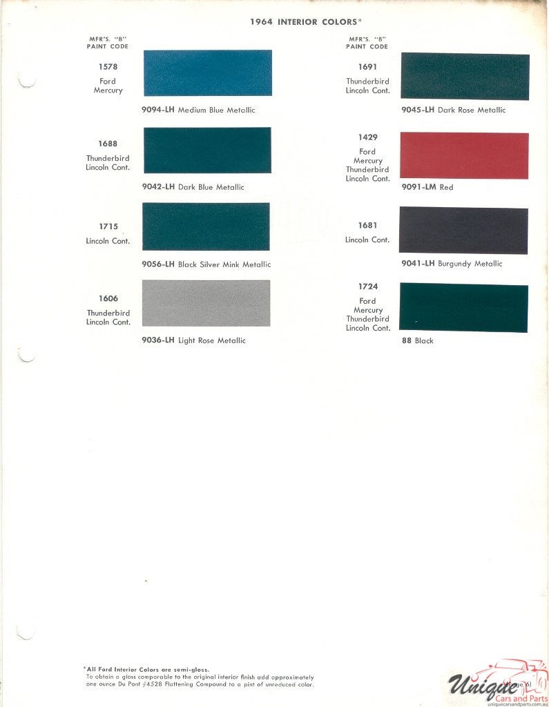 1964 Ford Paint Charts DuPont 6